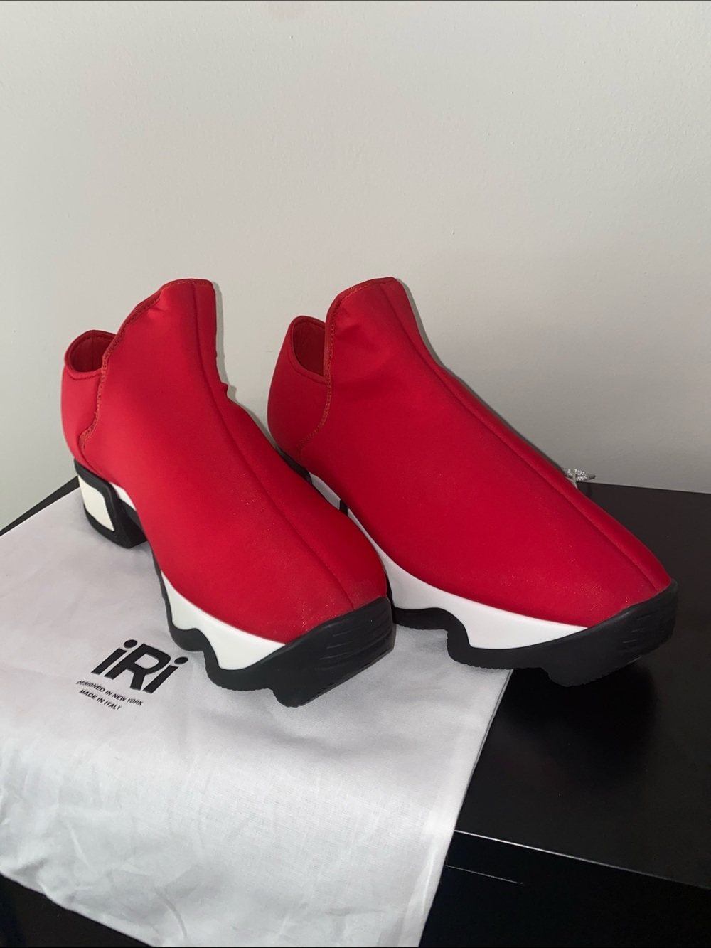 IRi Bold Red Slip-On Platform Sock Sneakers for Women